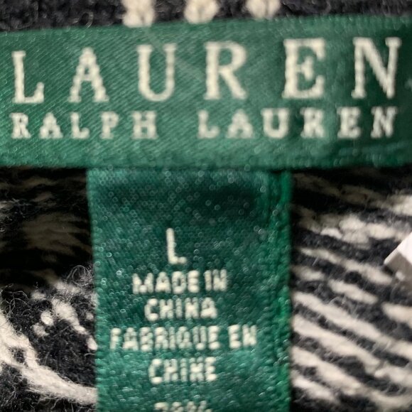LAUREN RALPH LAUREN KNIT WOOL BLEND PRINT SHAWL SWEATERS SIZE L - Picture 15 of 15